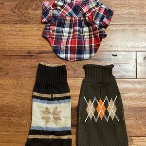 Cat/Small Dog Flannel and Knit Sweaters Set